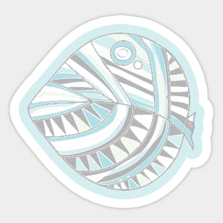 Mazipoodles New Fish Head Leaf White Gray Teal Blue Sticker